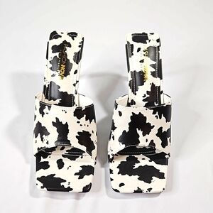 Fashion Nova Black & White Cow Print Heels Size 9